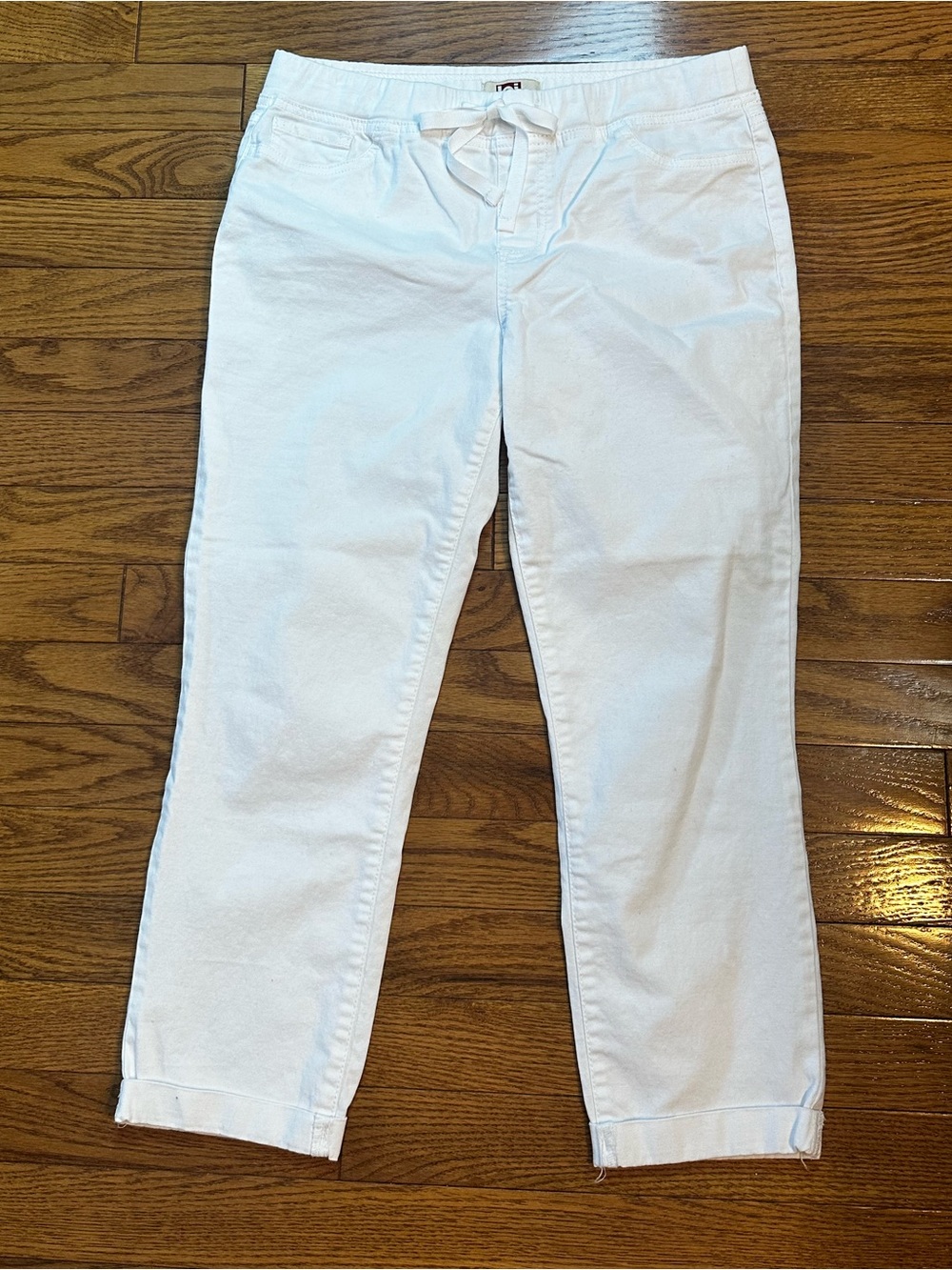 LEI White Drawstring Cotton Blend Pants